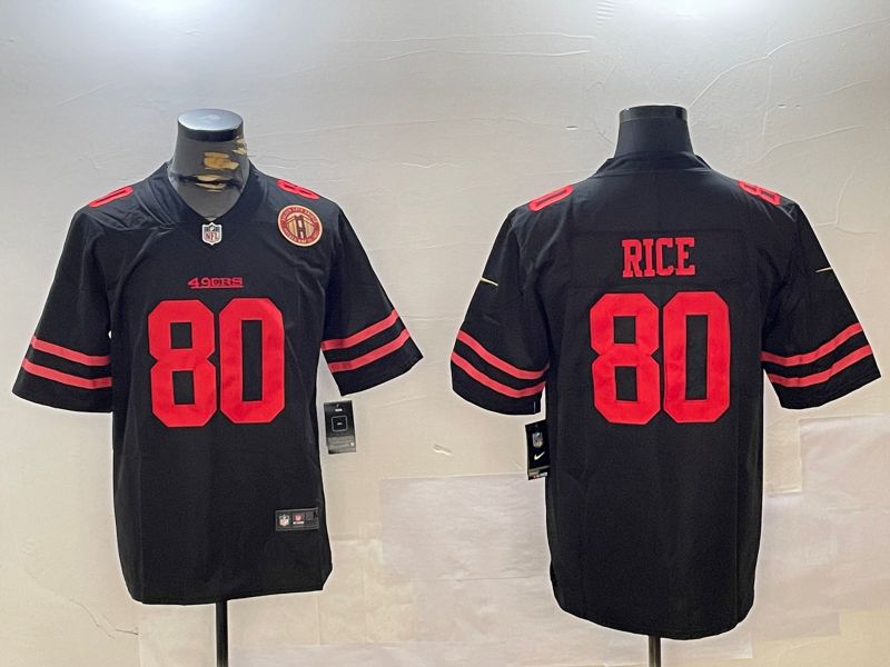 Men San Francisco 49ers #80 Rice Black Second generations 2024 Nike Limited NFL Jersey style 4->->